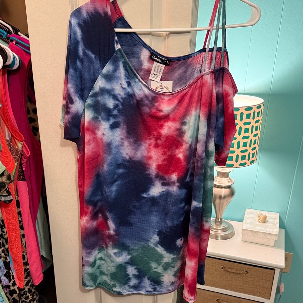 Multicolor Tie-Dye Short Sleeve Top